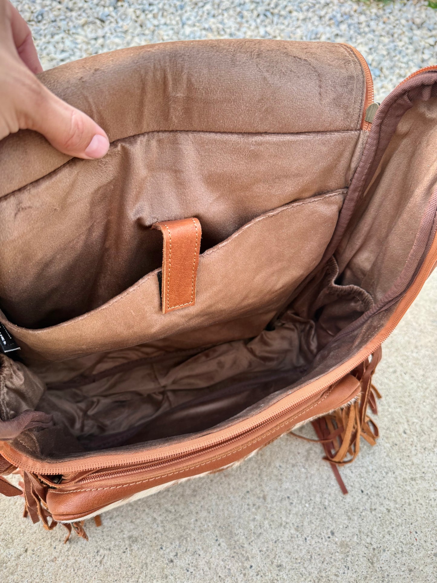 Brown Leather Cowhide Backpack / Diaper Bag
