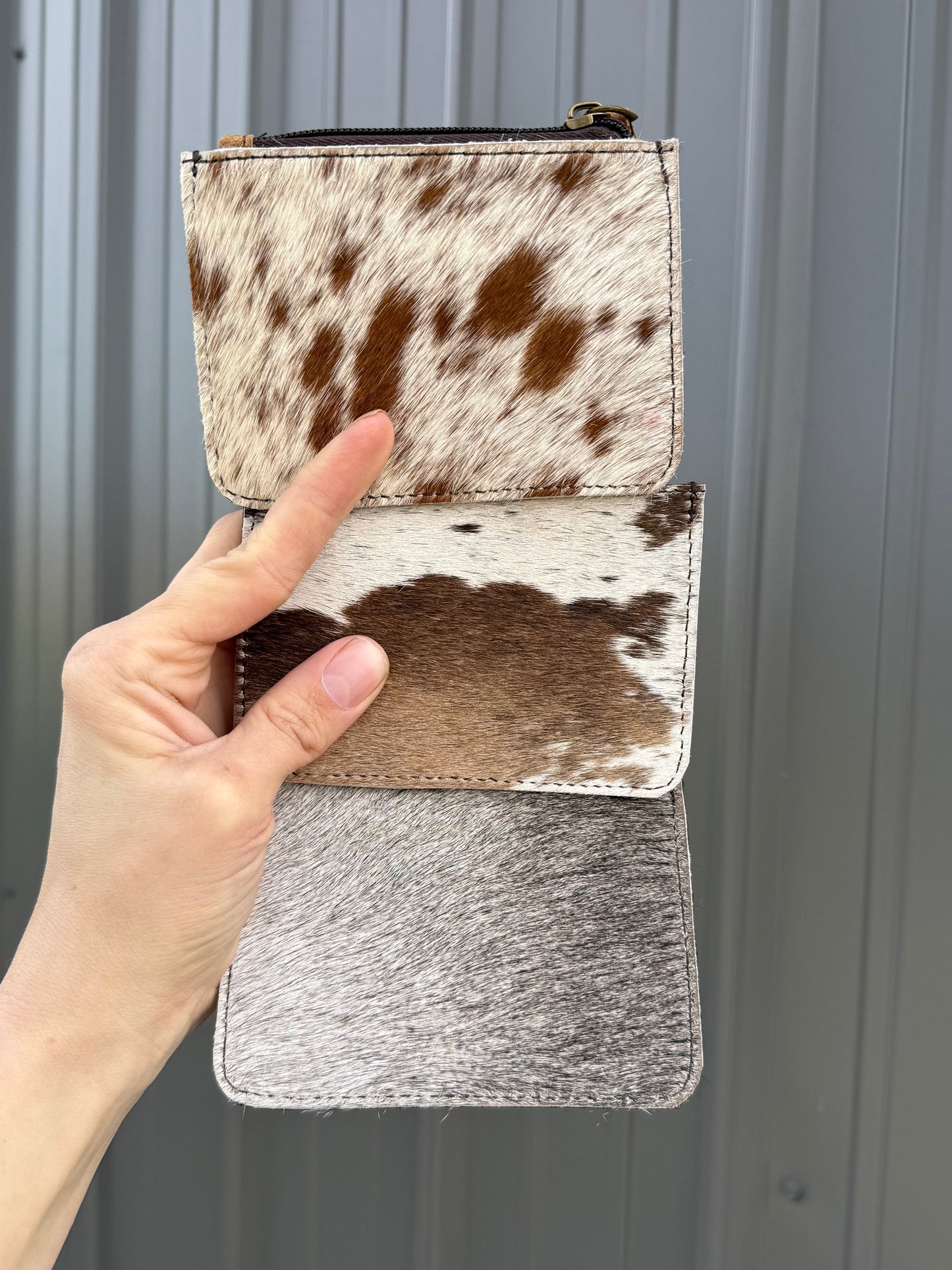 Ace Cards Cowhide Patch Tooled Leather Zipper Pouch