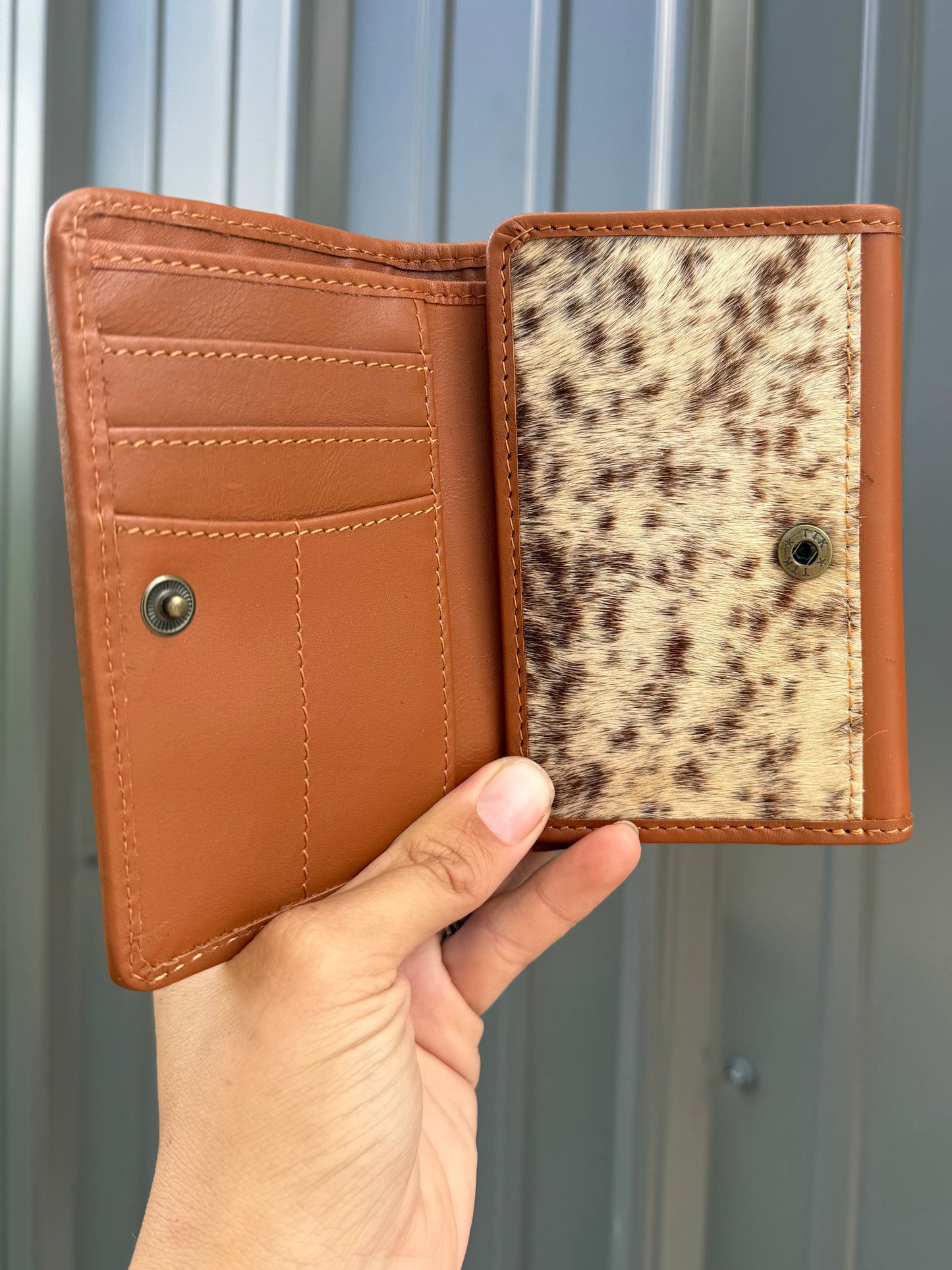 Tooled Cow Skull Genuine Cowhide Tri Fold Women’s or Men’s Wallet