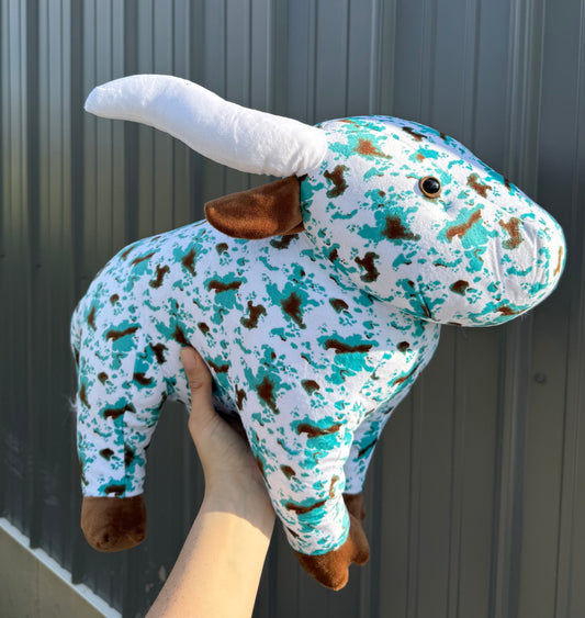 Large Plushie Turquoise Cowhide Long Horn