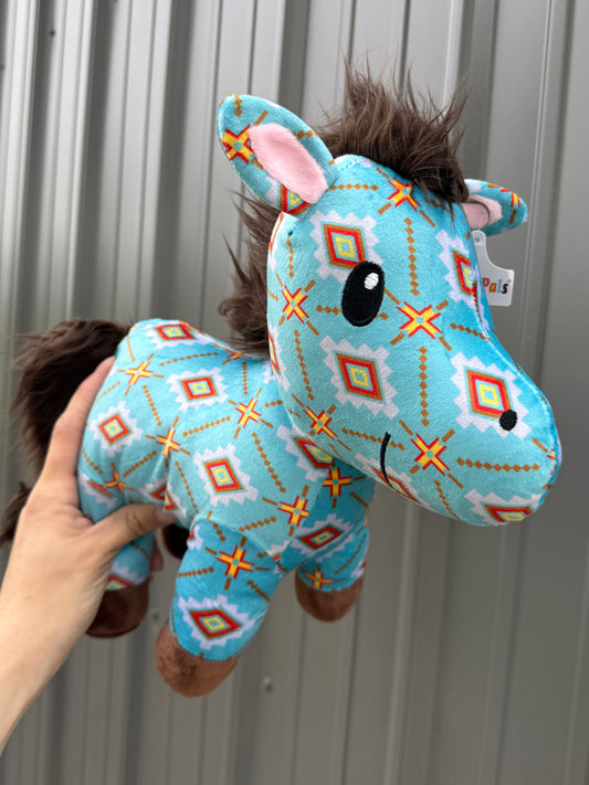 Turquoise Yellow Red Aztec Horse Plushie