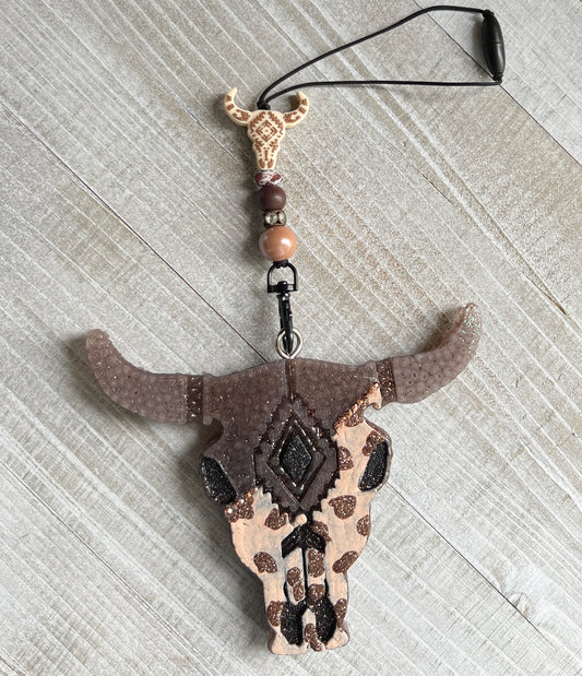 Brown Cow Aztec Cow Skull Freshie Set