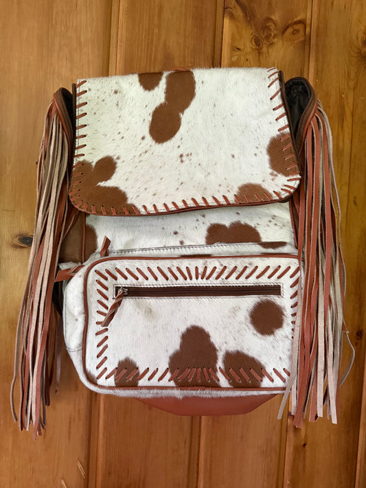 Genuine Light Brown Cowhide Backpack / Diaper Bag