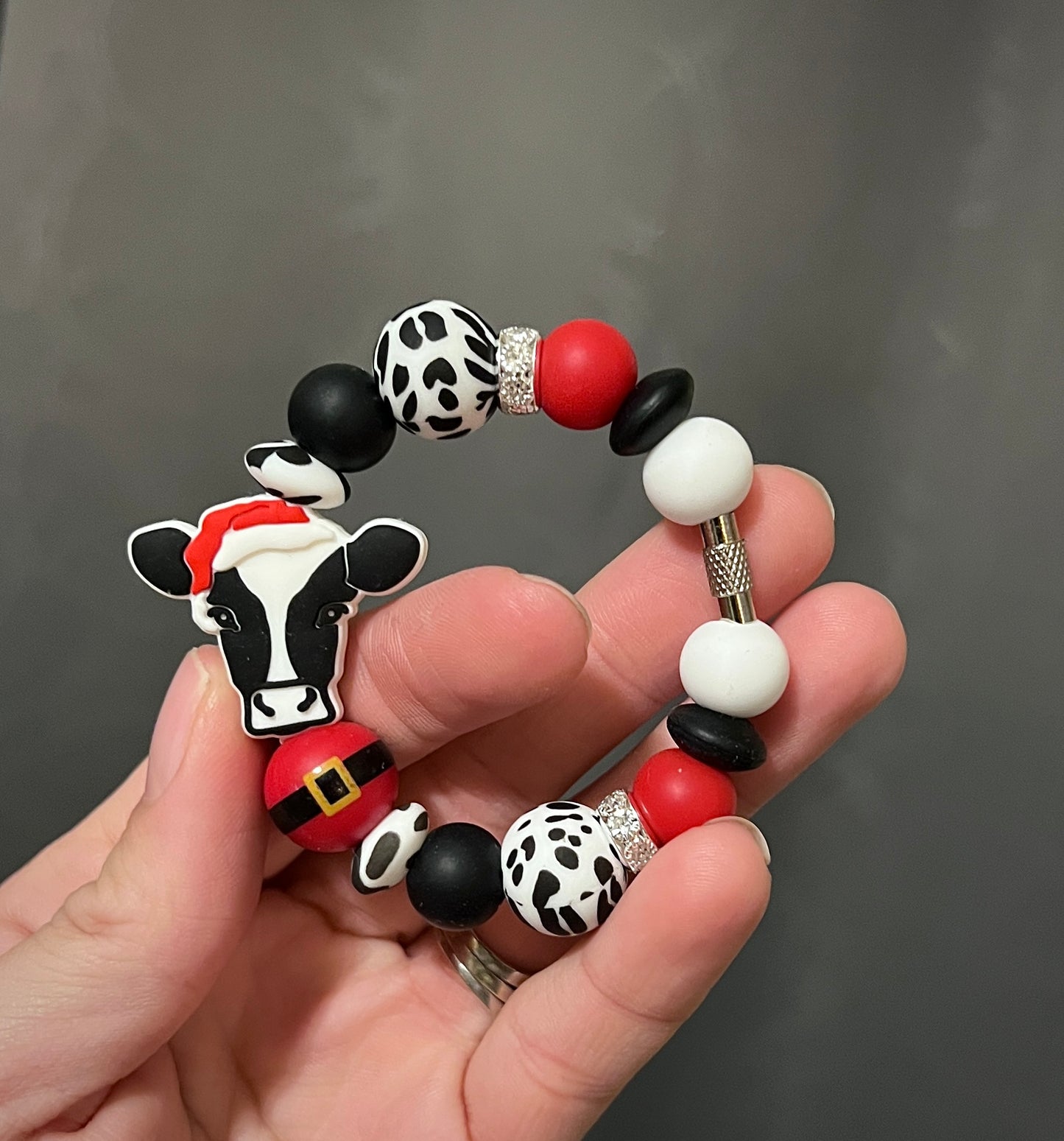 Christmas Cow Cup Charm