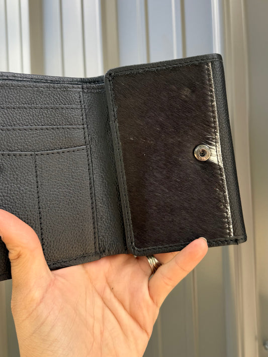 Checkered Genuine Leather with Cowhide Tri Fold Women’s or Men’s Wallet
