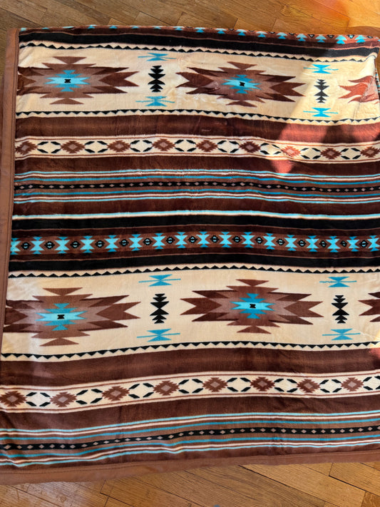 Brown Aztec Super Plush King Blanket