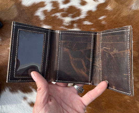 Cowhide Tri Fold Wallet