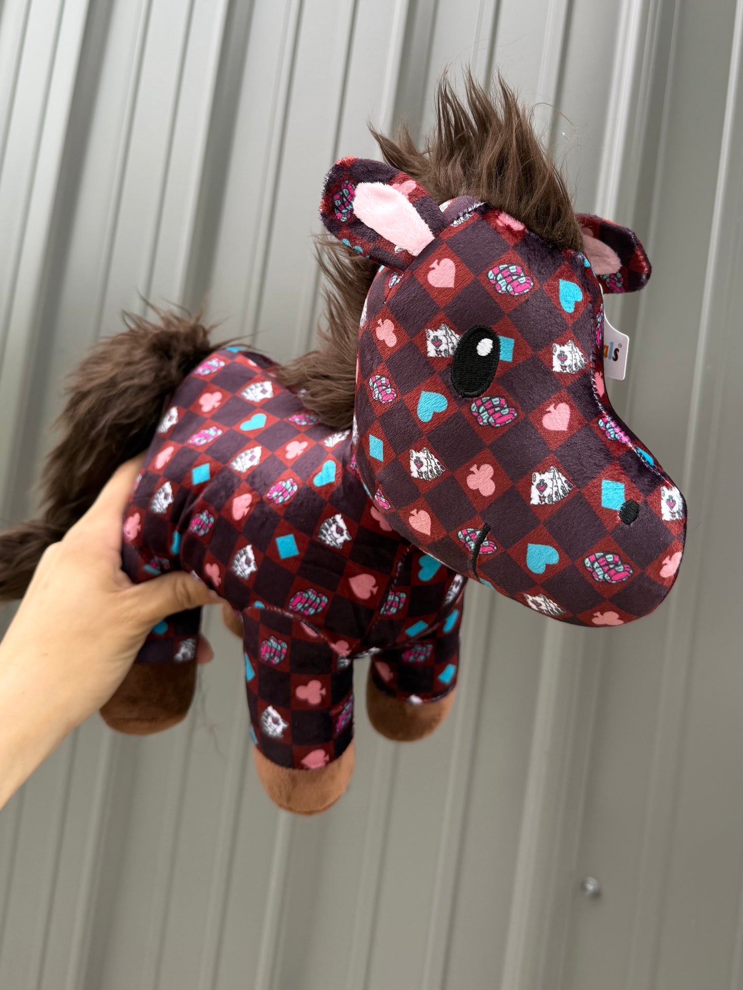 Western Checkered Ace Cards Horse Plushie