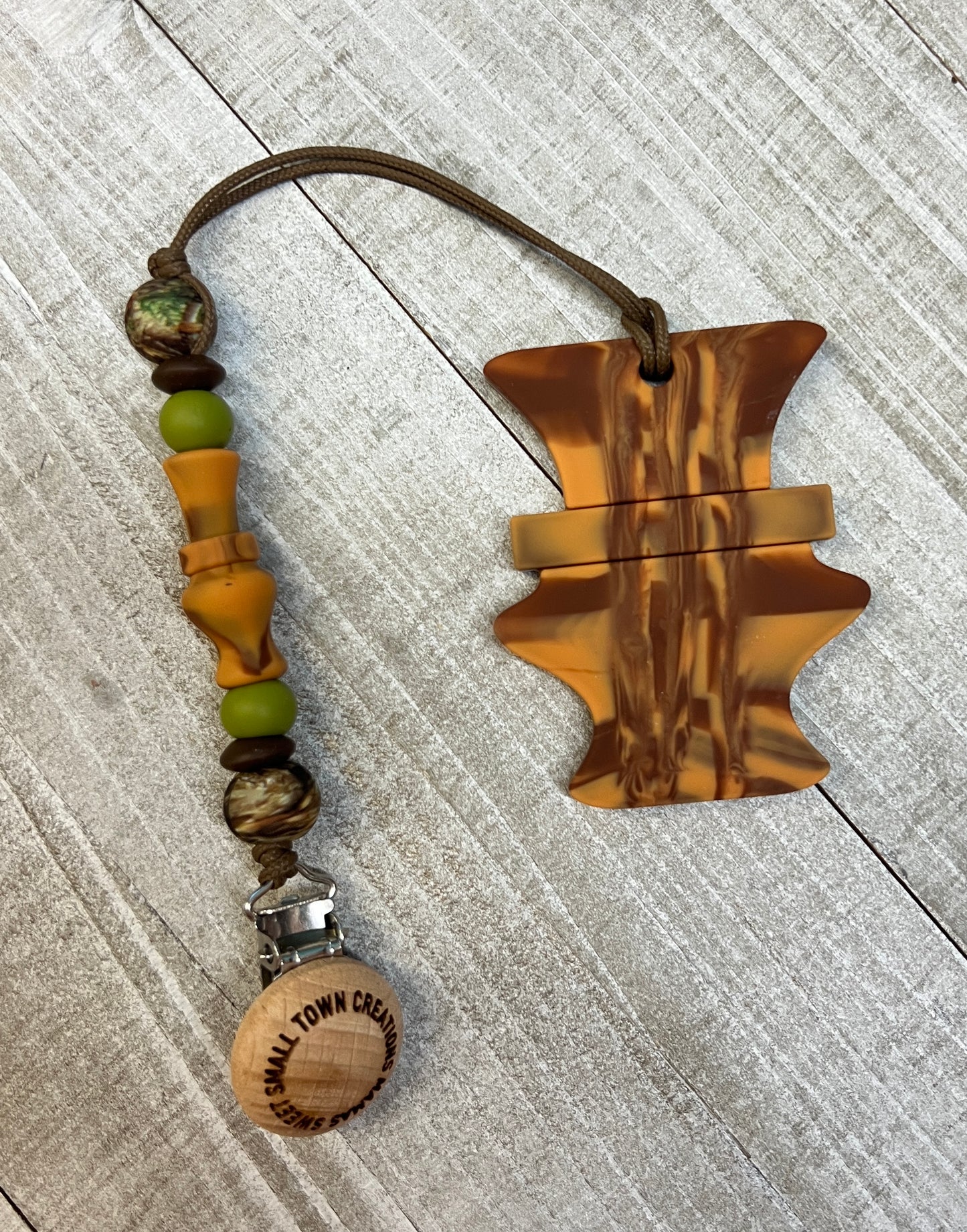 Wood Grain Duck Call Teether Clip