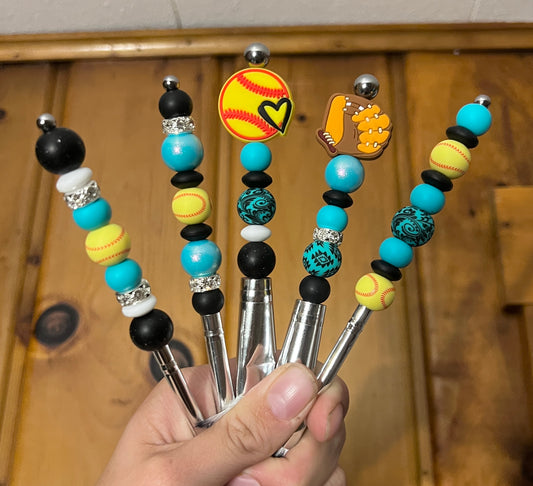 Turquoise Aztec Softball Makeup Brush Set