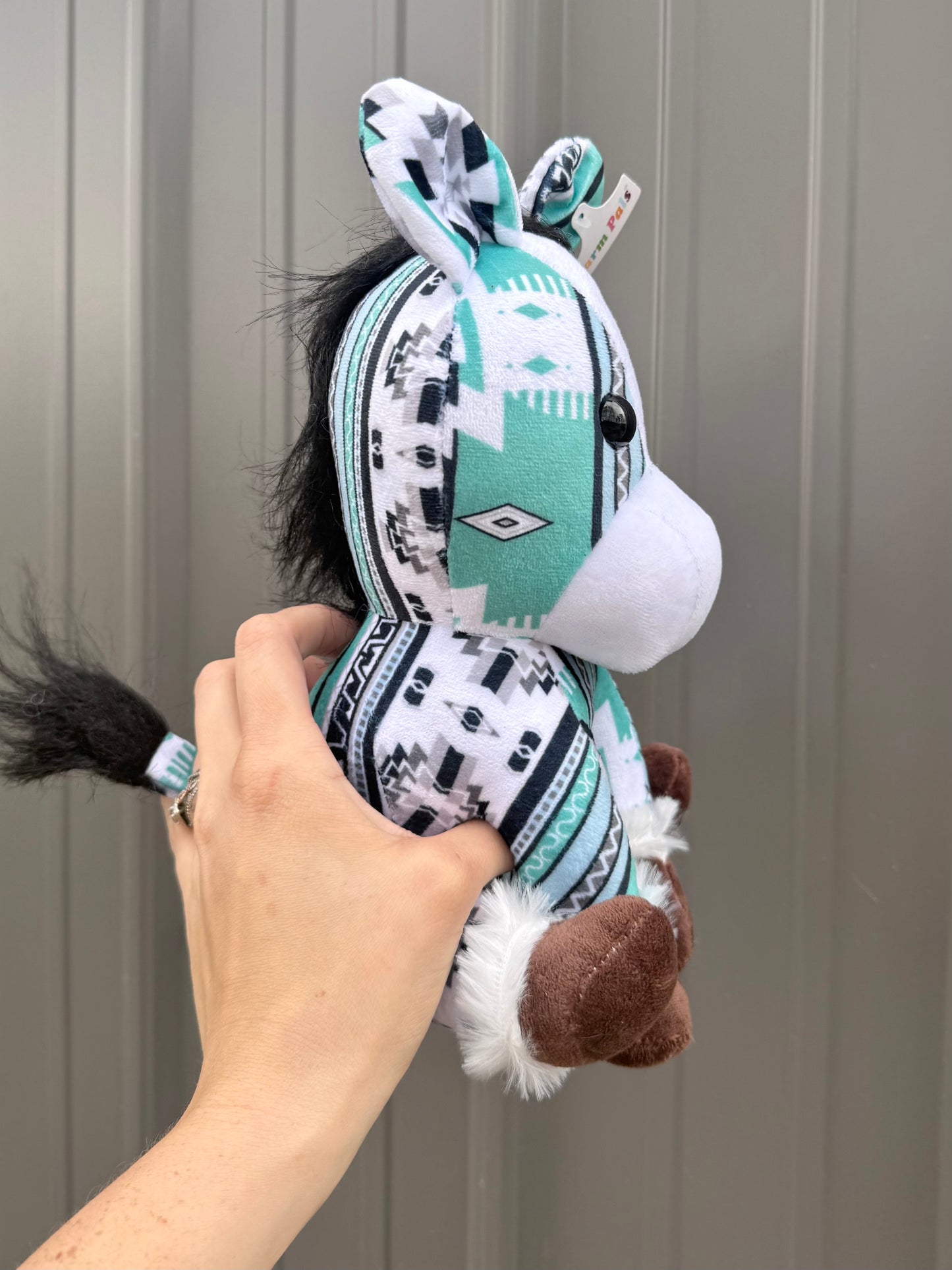 Mint Teal Aztec Horse Plushie