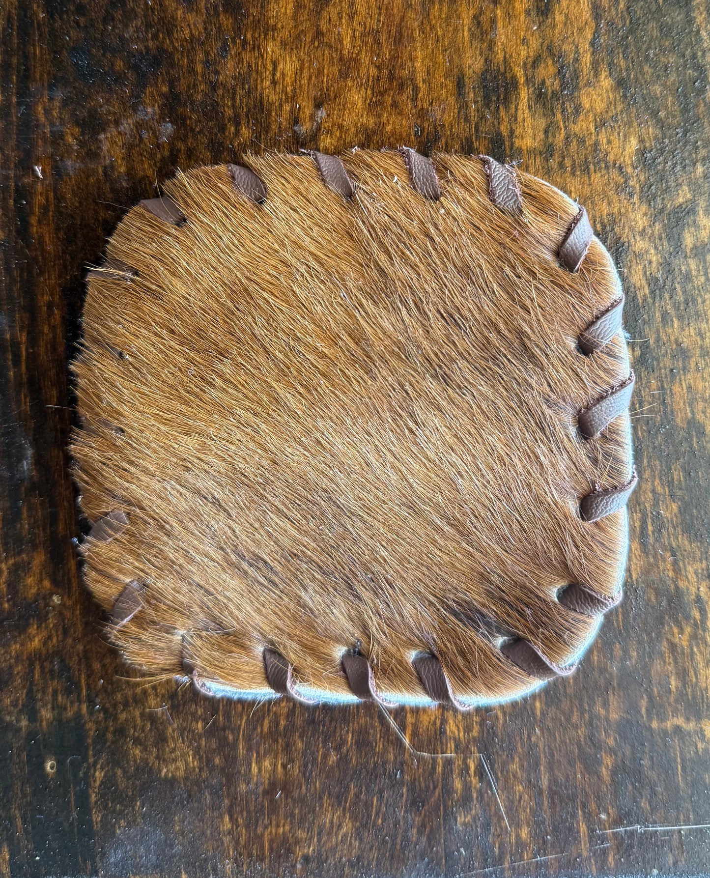 Genuine Cowhide Rounded Square Coaster