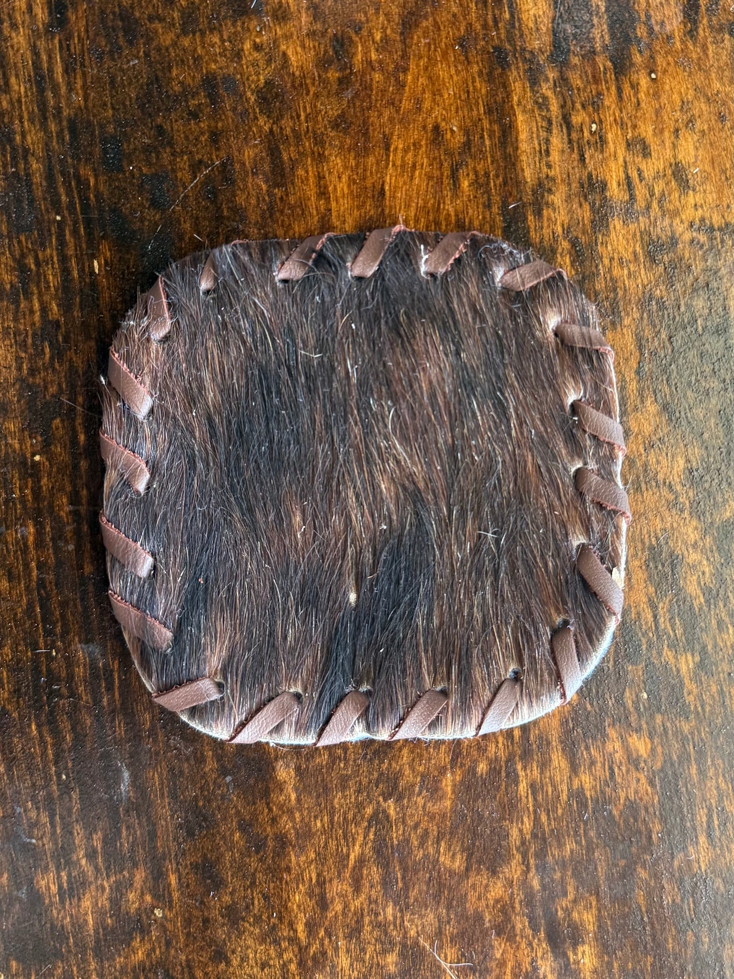 Genuine Cowhide Rounded Square Coaster
