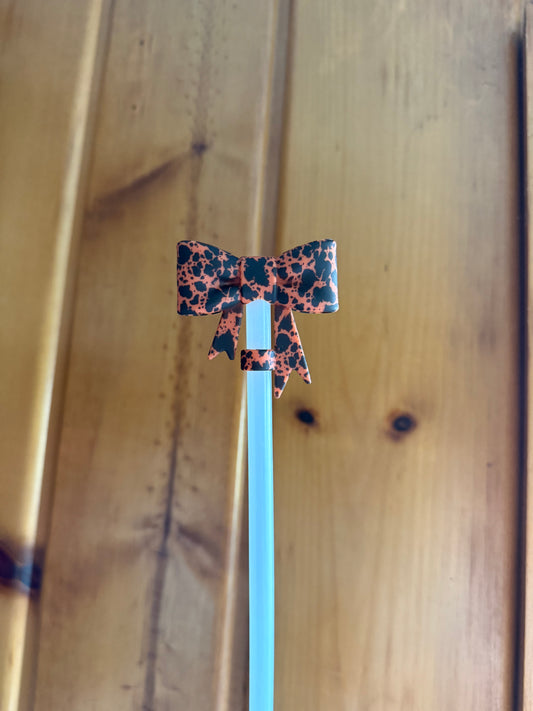 Rust Cowhide Bow Straw Topper