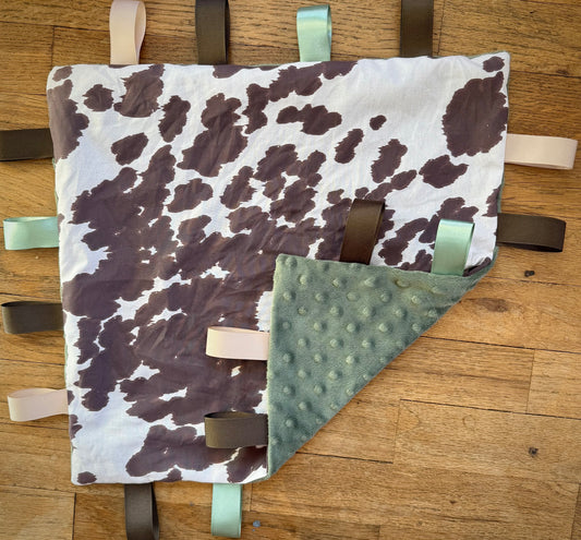 Brown Cowhide Taggie Blanket