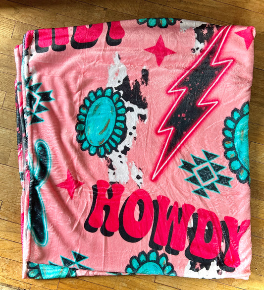 Howdy Pink Twin Throw Blanket