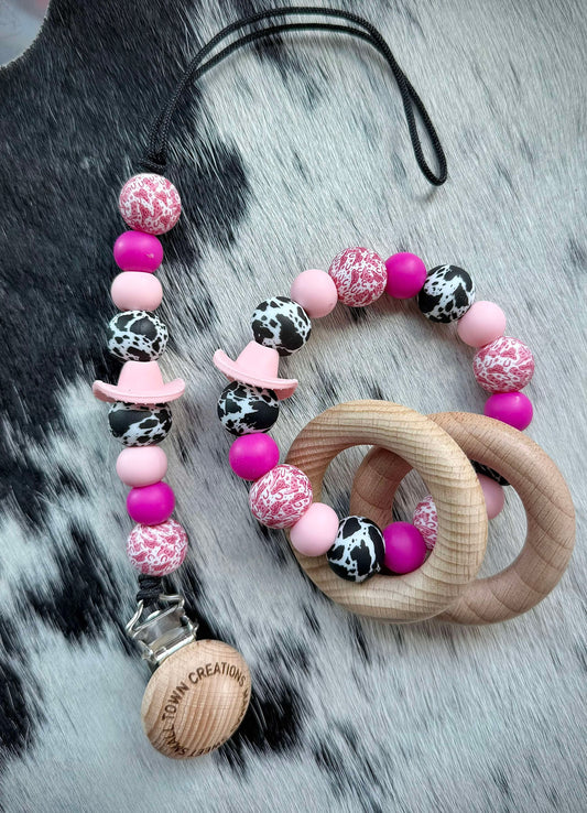 Pink Cowgirl Teether Set