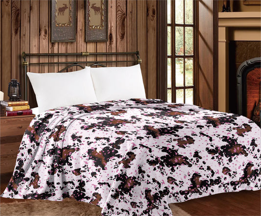 Pink Splatter Cowhide Super Plush King Blanket