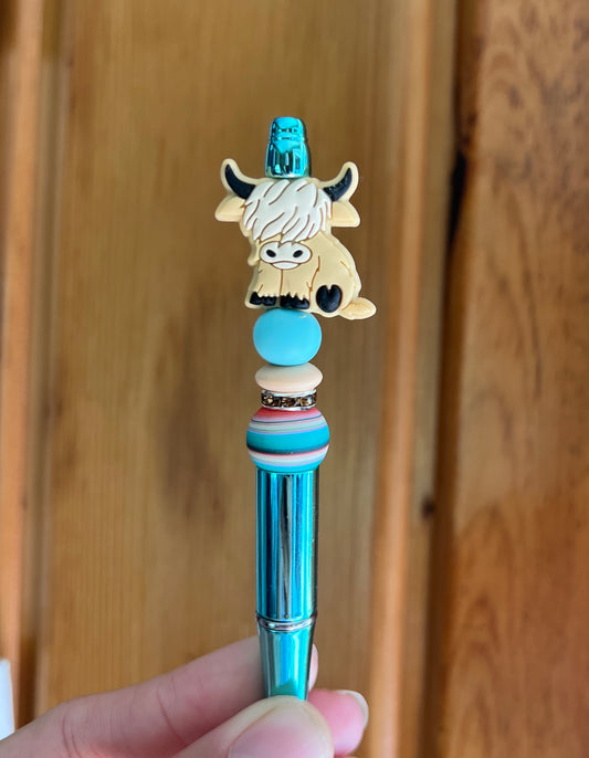 Turquoise Serape Highland Cow Pen