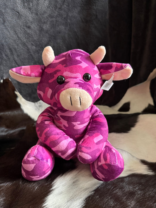 Pink Camo Sitting Cow Plushie