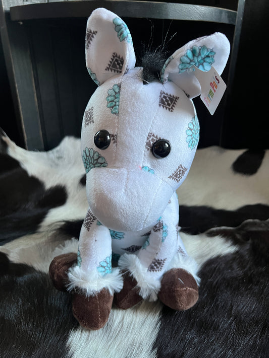 Turquoise Rhinestone Concho Sitting Horse Plushie