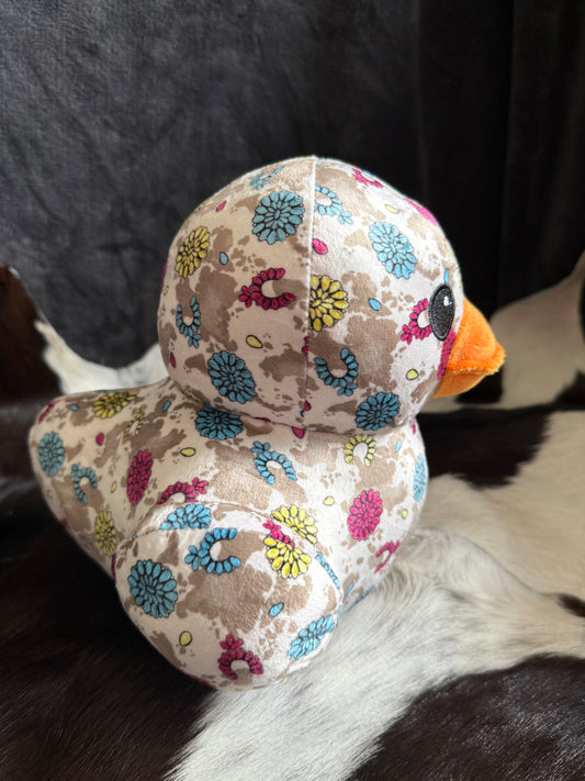 Turquoise Concho Beige Cowhide Duck Plushie