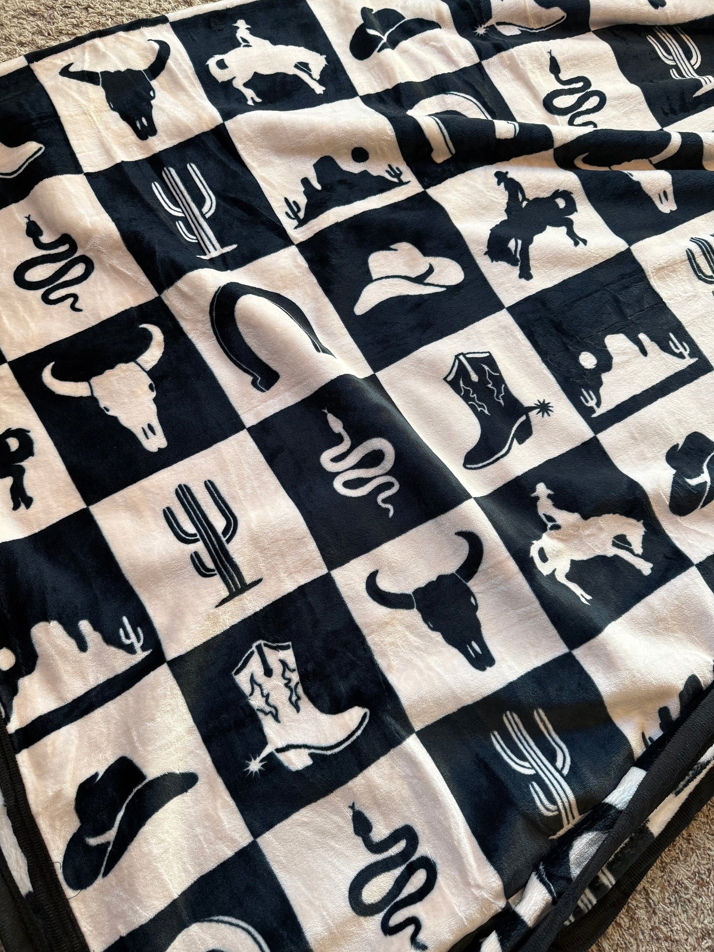 Checkered Cowboy  King Size Super Plush Blanket