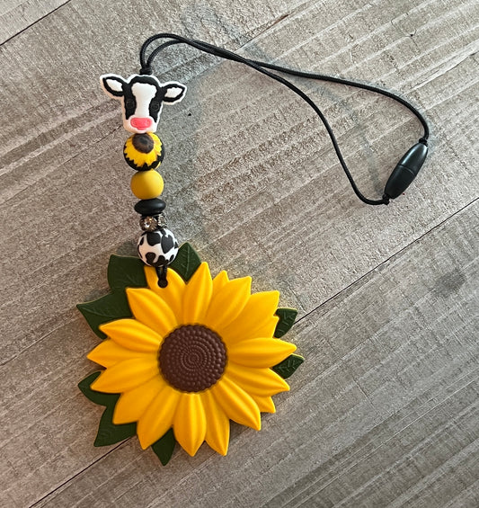 Sunflower Cow Mirror Dangle