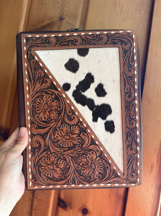Tooled Leather Cowhide Slant Planner