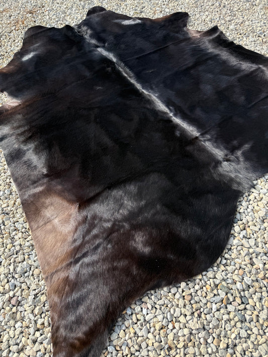 Jumbo Dark Black Brown Genuine Cowhide Rug #22