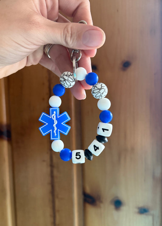 EMS Paramedic Custom Name / Number Wristlet Keychain
