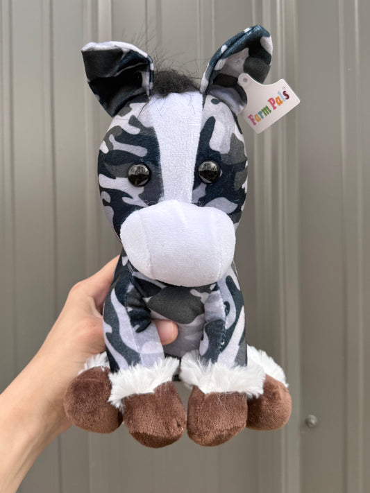 Gray Camo Sitting Horse Plushie