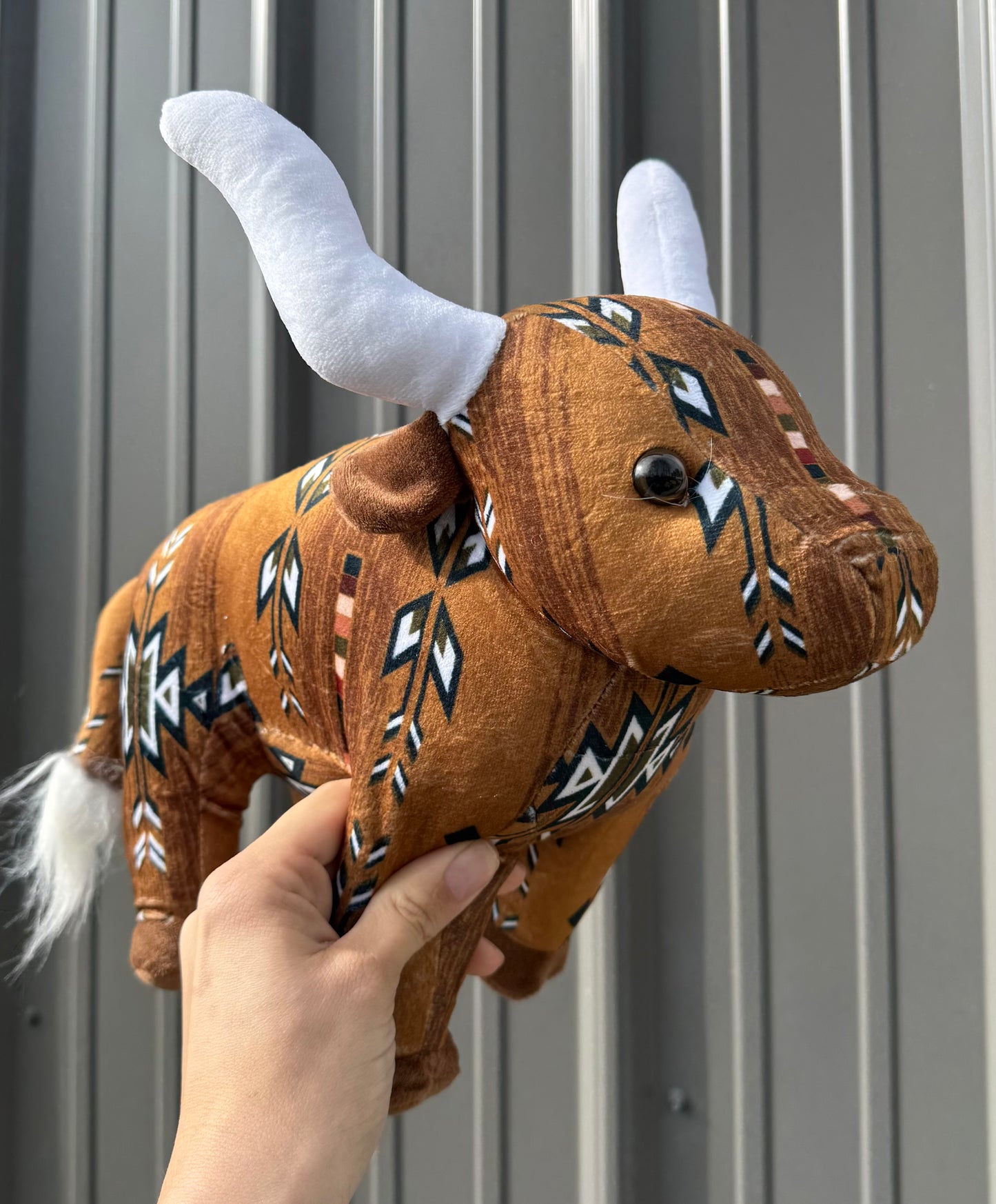 Medium Plushie Brown Aztec Long Horn