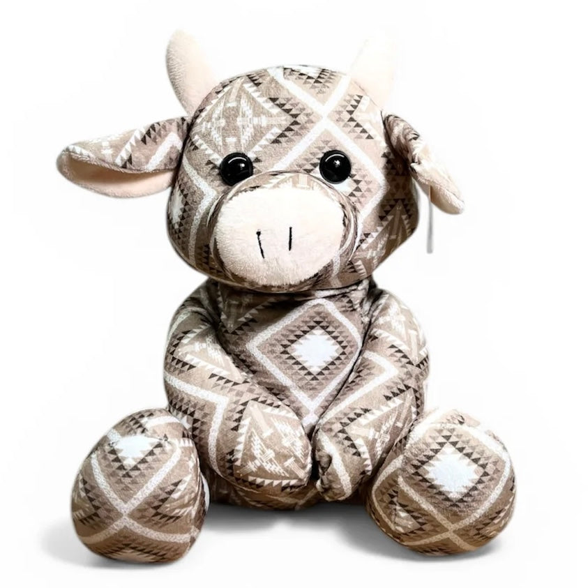 Beige Aztec Sitting Cow Plushie