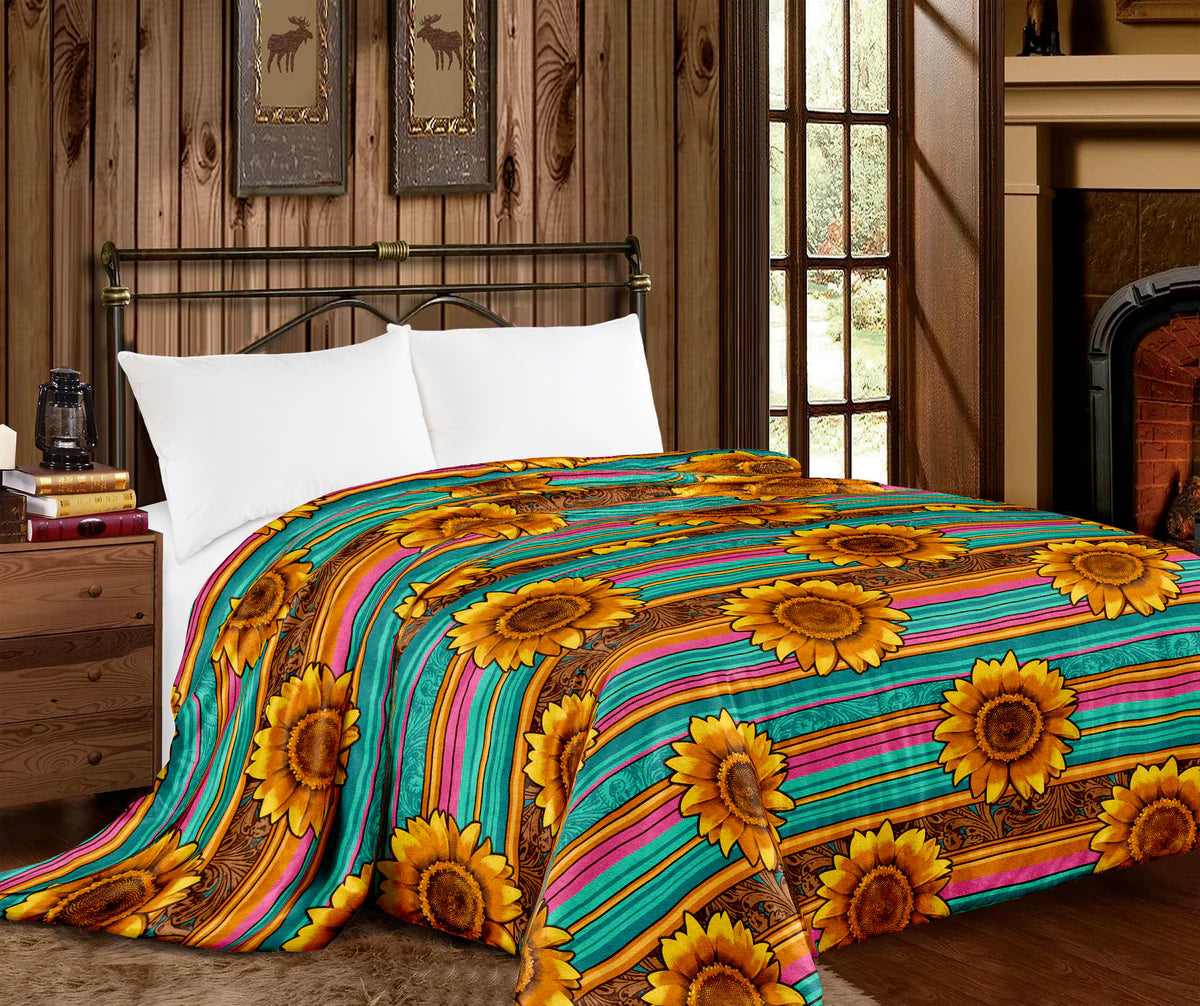 Serape Sunflower Super Plush King Blanket