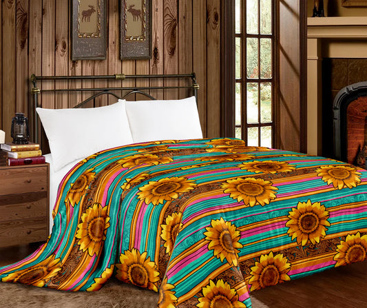 Serape Sunflower Super Plush King Blanket