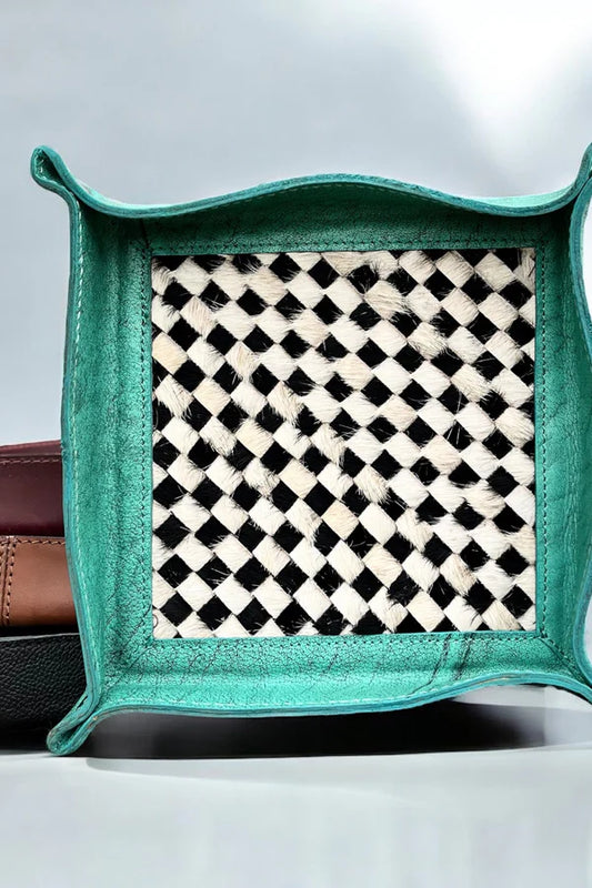 Checkered Genuine Leather Tray