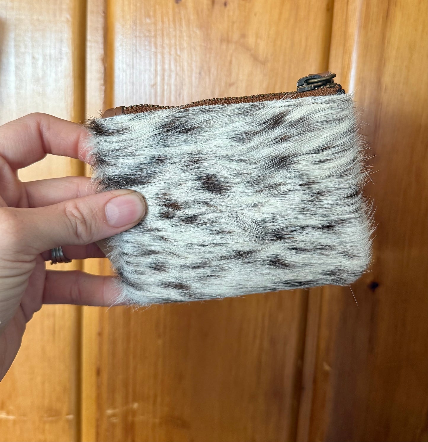 Long Hair Speckled Cowhide Coin Purse