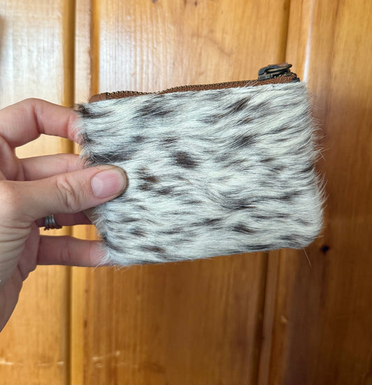 Long Hair Speckled Cowhide Coin Purse