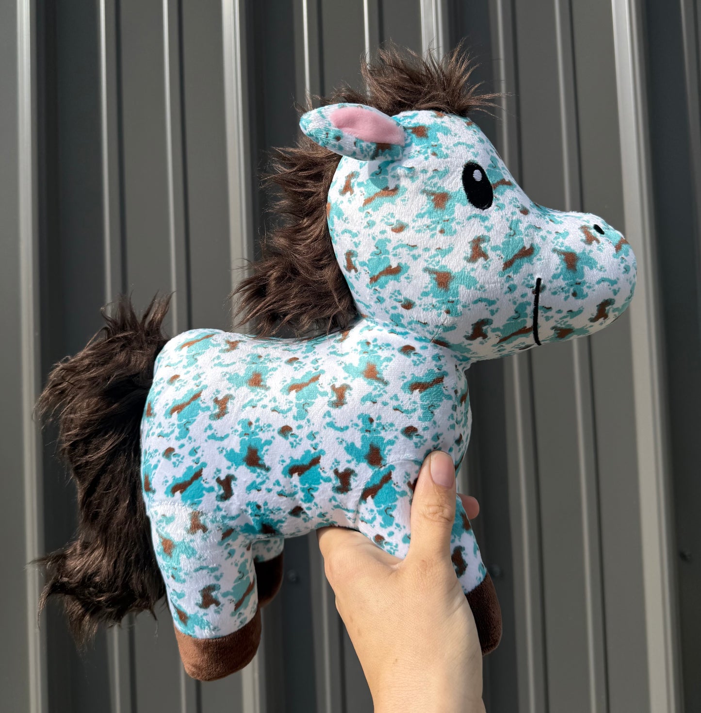 Turquoise Cowhide Horse Plushie