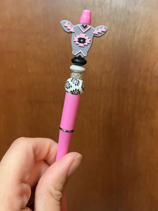 Gray Pink Aztec Cow Pen