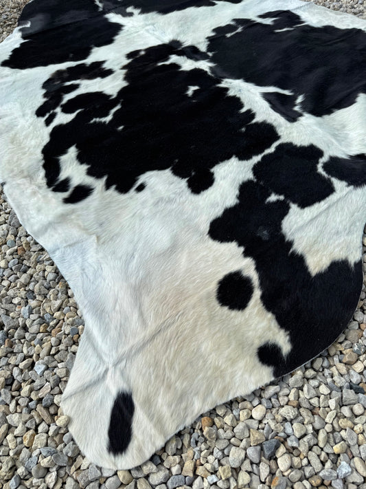 Jumbo Black & White Spotted Genuine Cowhide Rug #16