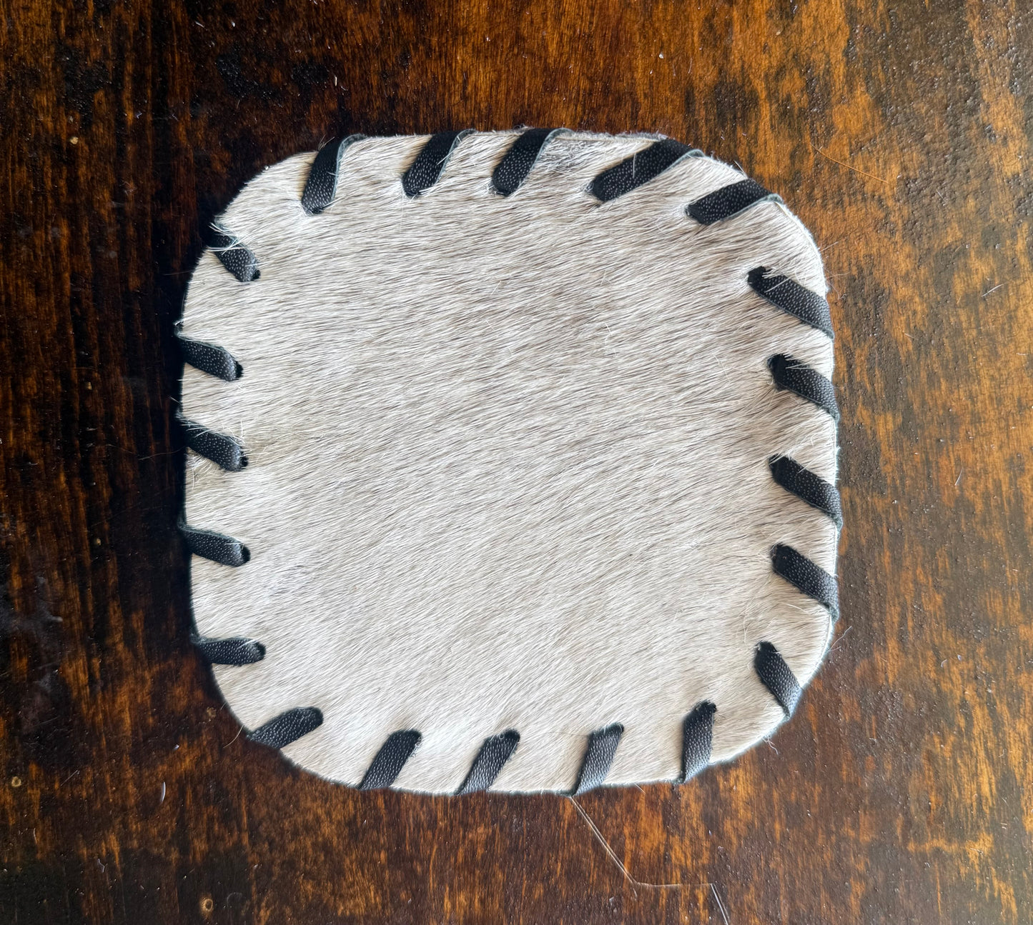 Genuine Cowhide Rounded Square Coaster