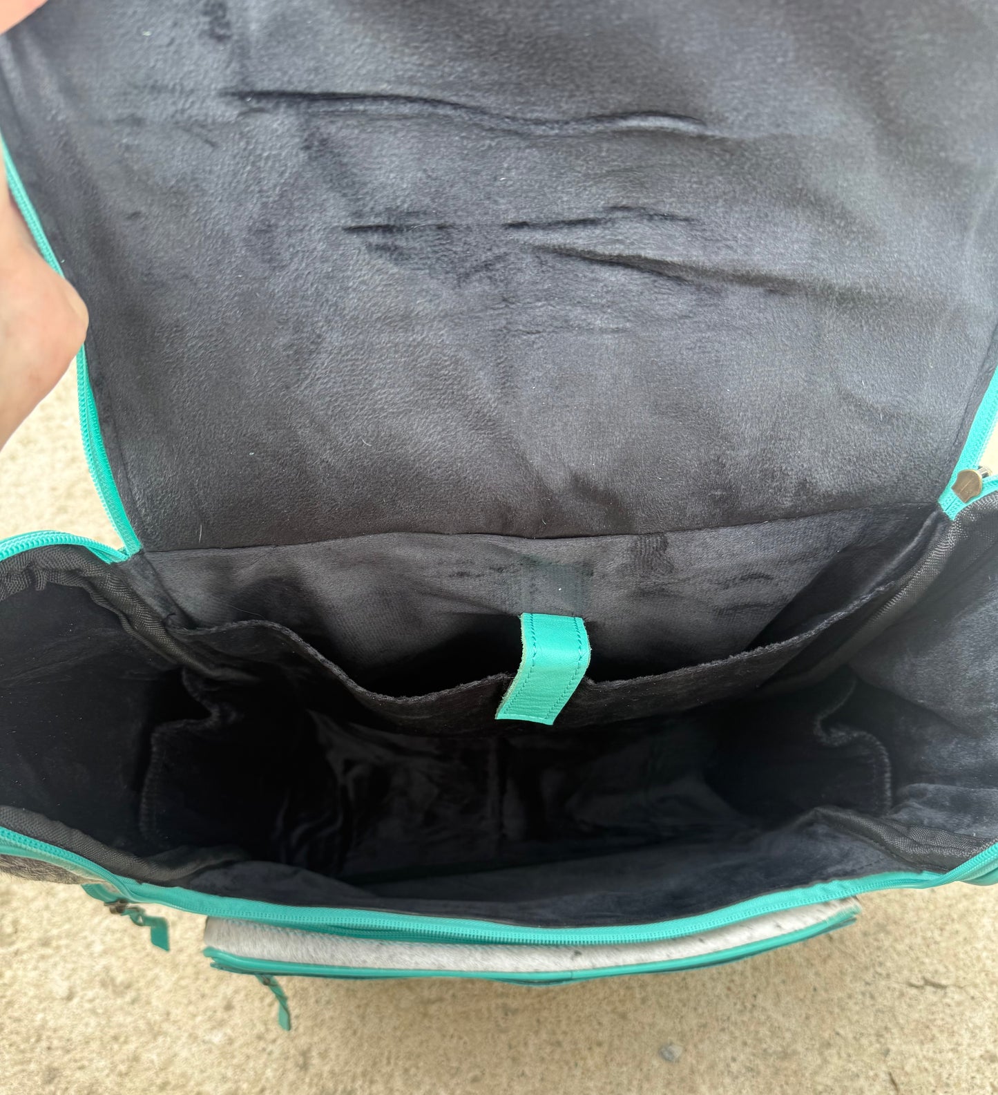 Turquoise Highland Cow Tooled Leather Black Speckled Cowhide Backpack / Diaper Bag