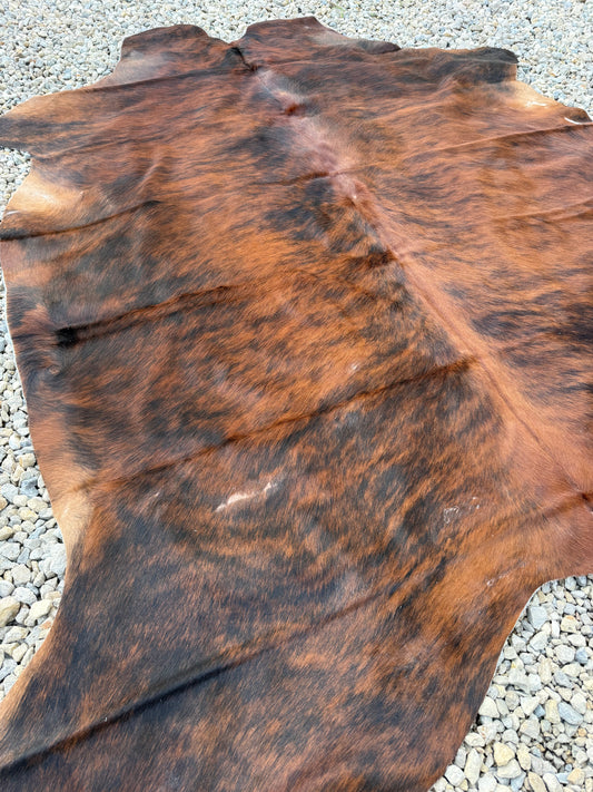 Jumbo Genuine Brown Brindle Cowhide Rug #9