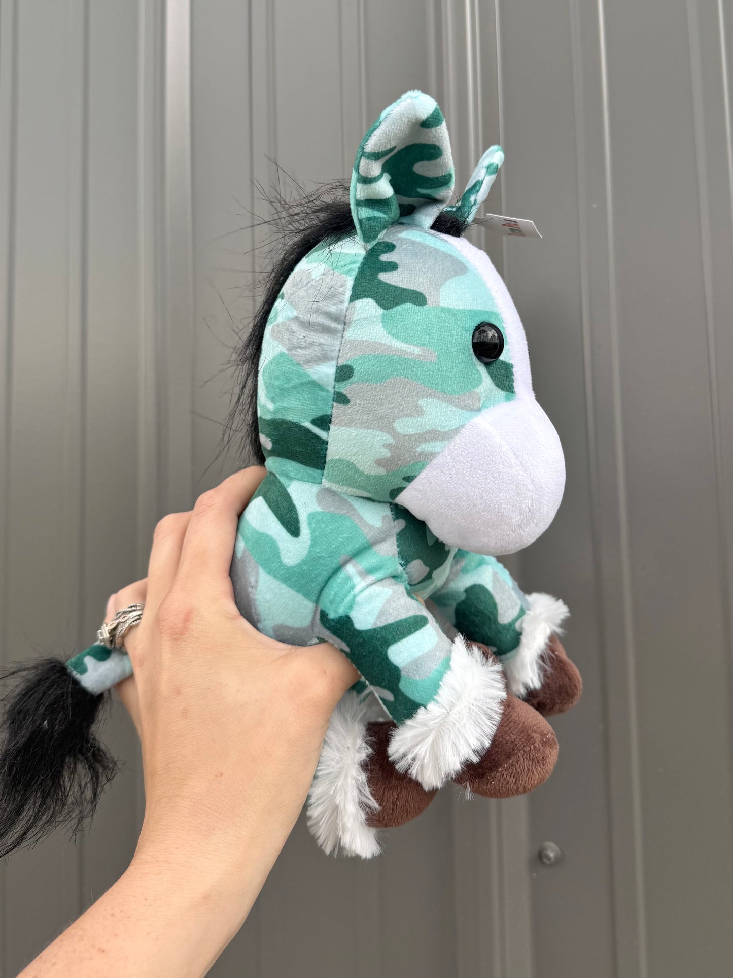Green Camo Sitting Horse Plushie