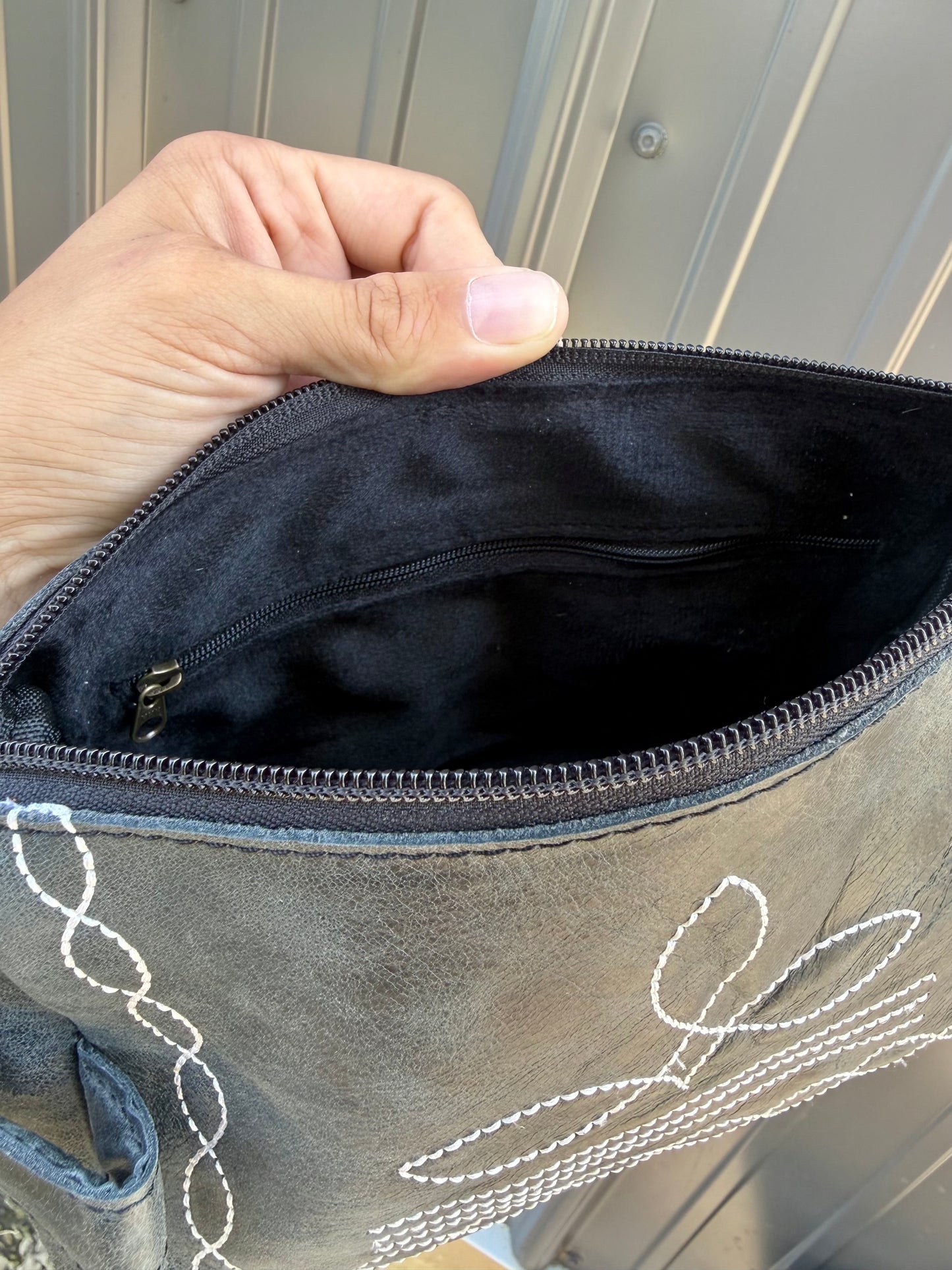 Black Bootstitch Makeup Cosmetic Bag