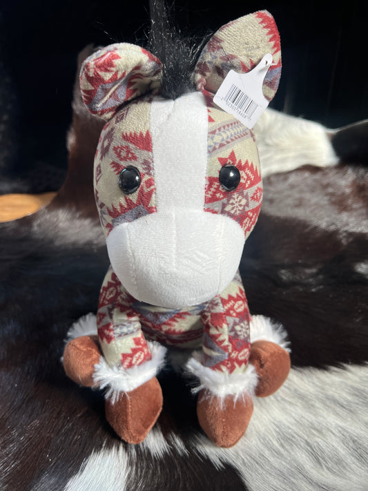 Gray/ Red Aztec Horse Plushie