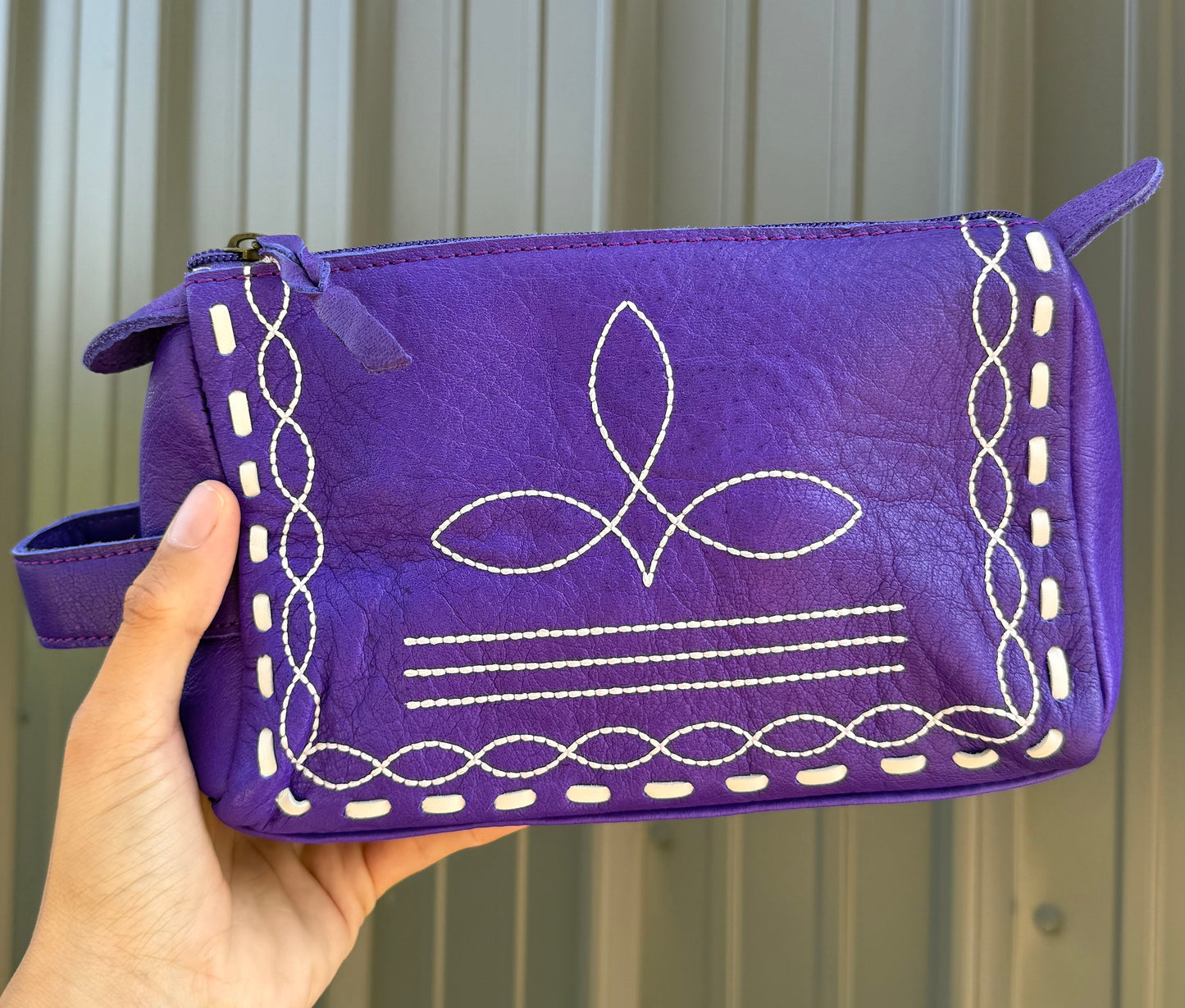 Purple Bootstitch Makeup Cosmetic Bag
