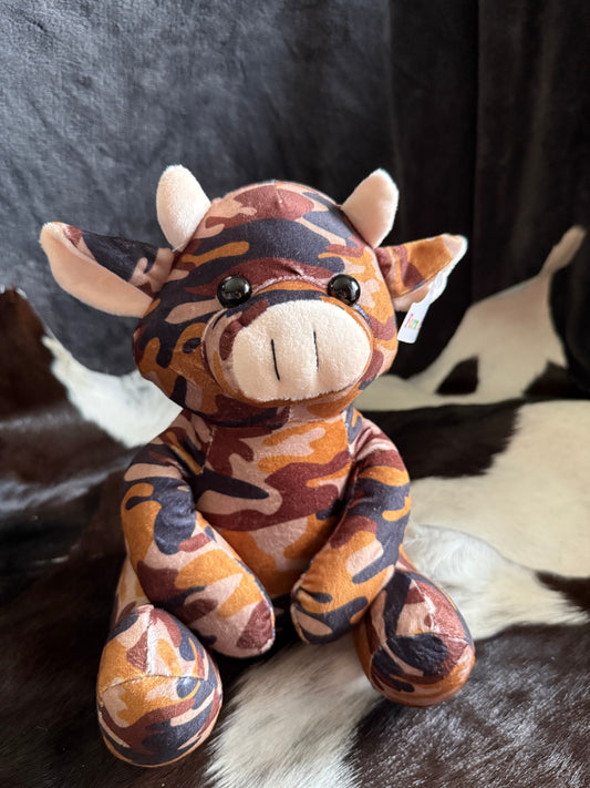Brown Camo Sitting Cow Plushie
